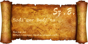 Száger Beáta névjegykártya